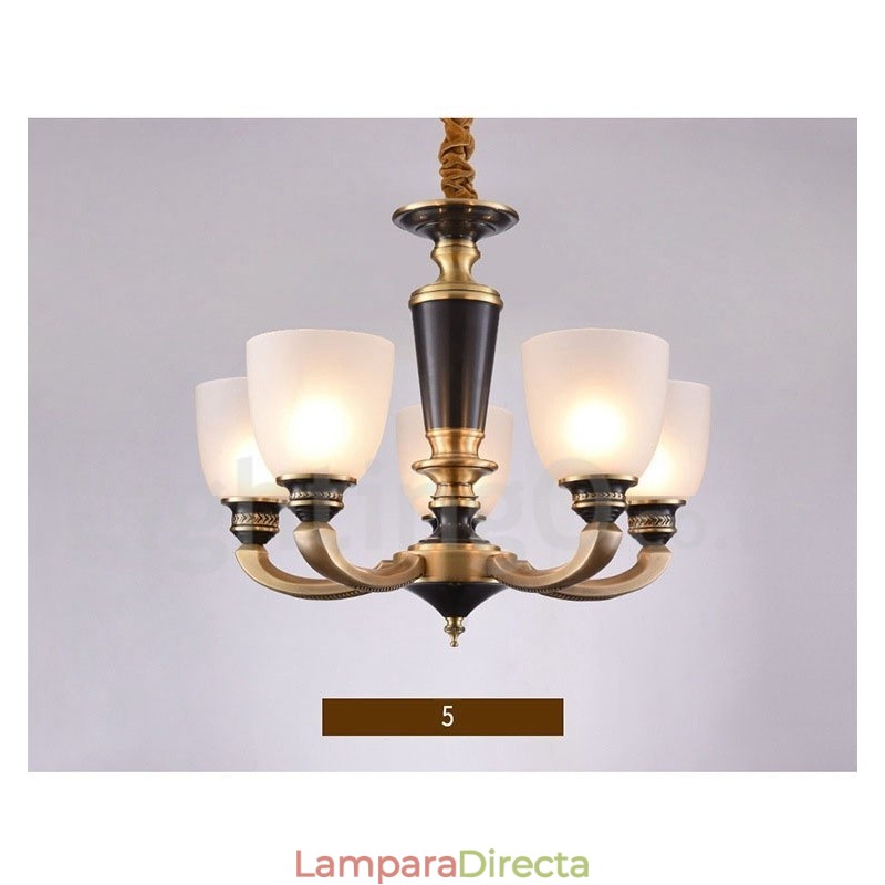 Lámpara colgante de latón puro, estilo rústico, retro, vintage, con pantallas de cristal.