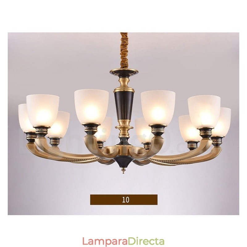 Lámpara colgante de latón puro, estilo rústico, retro, vintage, con pantallas de cristal.