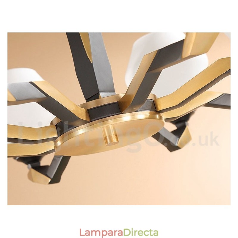 Lámpara colgante de latón puro, lujosa, rústica, retro, vintage, con pantallas de cristal.