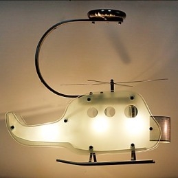 Lámpara infantil sencilla Lámpara de helicóptero de cristal de dibujos animados