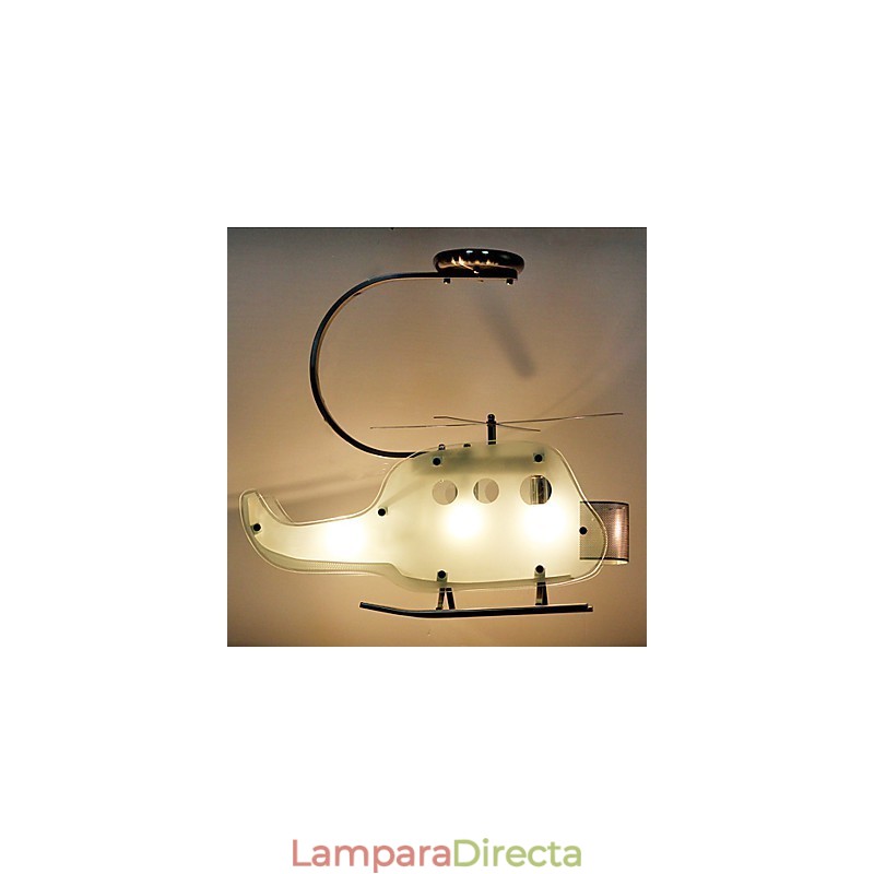 Lámpara infantil sencilla Lámpara de helicóptero de cristal de dibujos animados