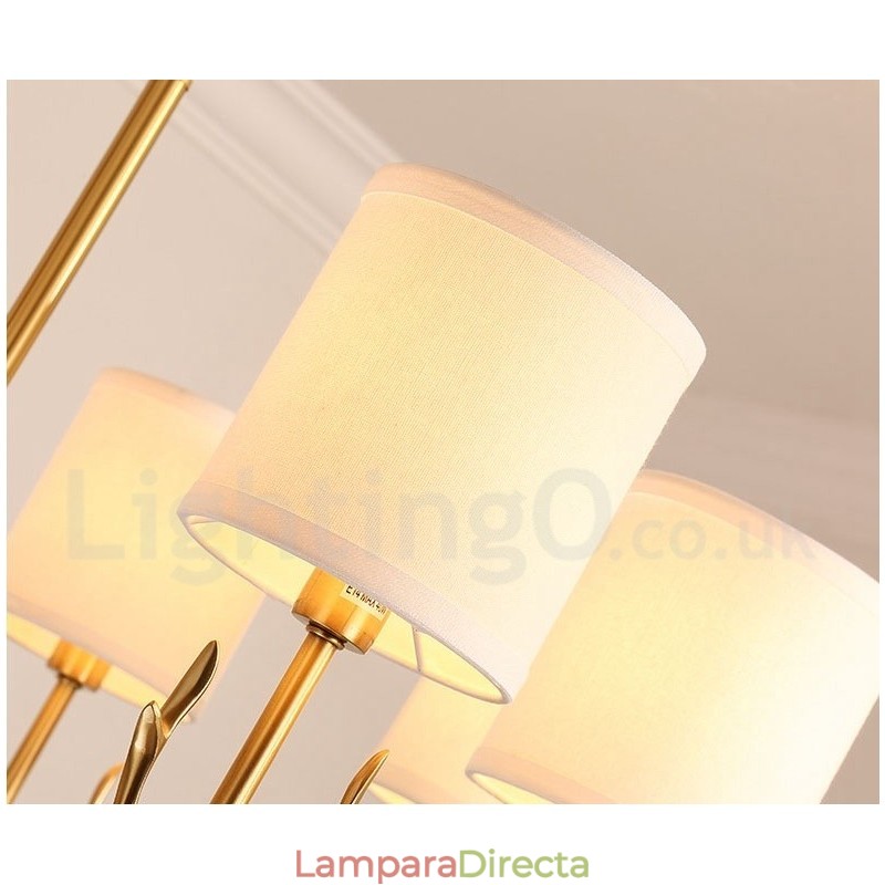 Lámpara colgante de latón puro, lujosa, rústica, retro, vintage, con pantallas de tela.
