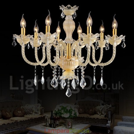 Lámpara colgante de cristal de lujo moderna y contemporánea con forma de vela Lámpara colgante de cristal de lujo moderna y contemporánea con forma de vela