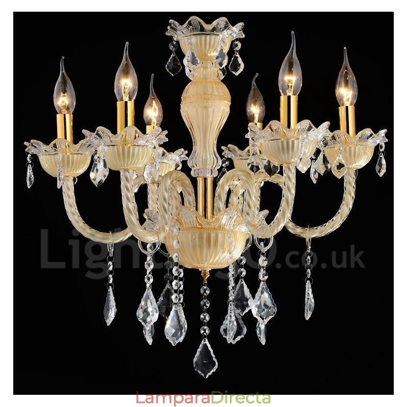 Lámpara colgante de cristal de lujo moderna y contemporánea con forma de vela
