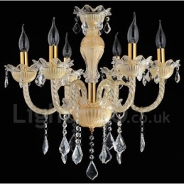 Lámpara colgante de cristal de lujo moderna y contemporánea con forma de vela