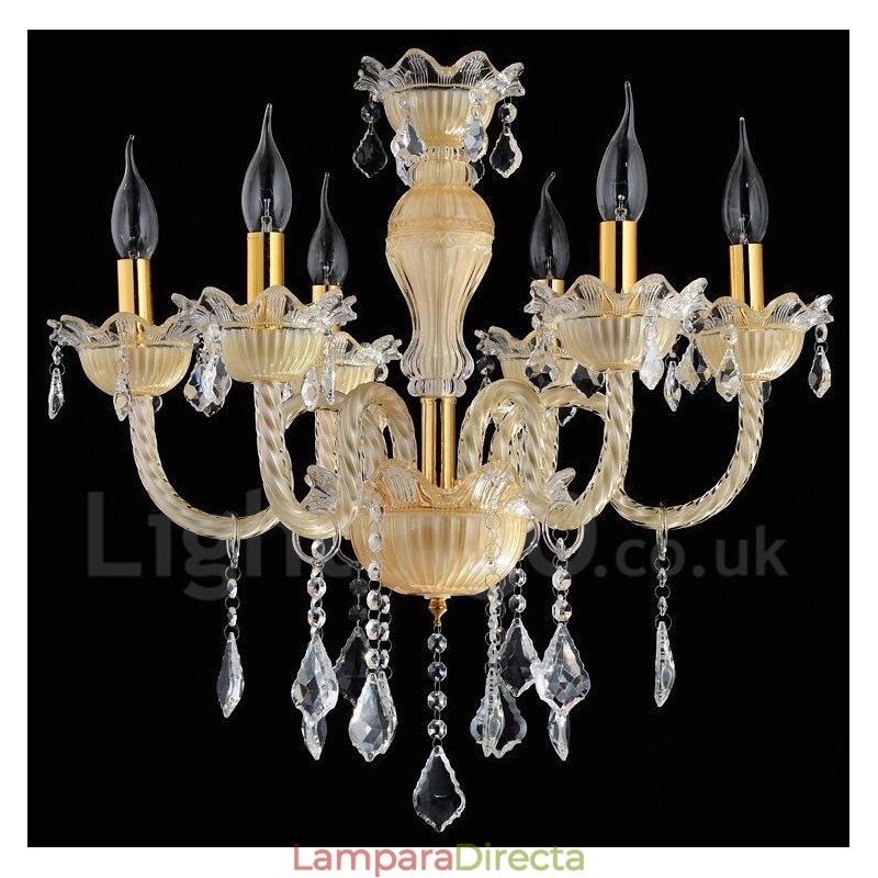 Lámpara colgante de cristal de lujo moderna y contemporánea con forma de vela