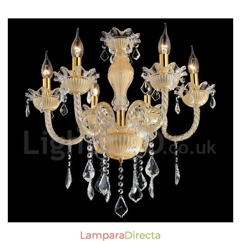 Lámpara colgante de cristal de lujo moderna y contemporánea con forma de vela