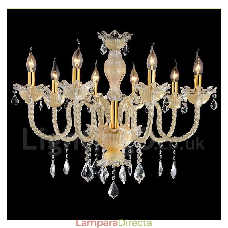Lámpara colgante de cristal de lujo moderna y contemporánea con forma de vela