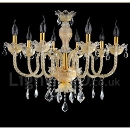 Lámpara colgante de cristal de lujo moderna y contemporánea con forma de vela