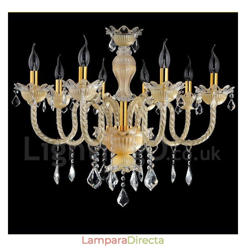 Lámpara colgante de cristal de lujo moderna y contemporánea con forma de vela