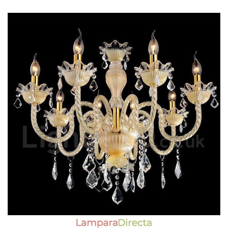 Lámpara colgante de cristal de lujo moderna y contemporánea con forma de vela