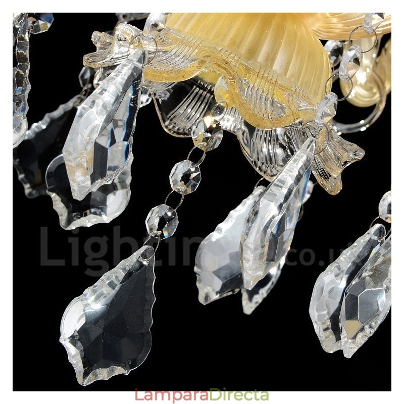 Lámpara colgante de cristal de lujo moderna y contemporánea con forma de vela