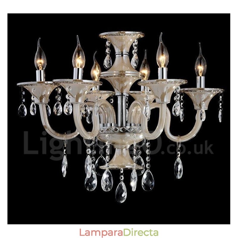Lámpara colgante de cristal de lujo moderna y contemporánea con forma de vela