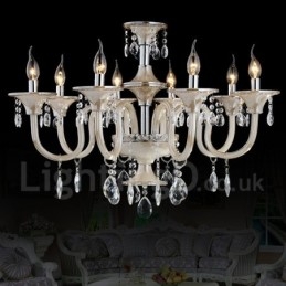 Lámpara colgante de cristal de lujo moderna y contemporánea con forma de vela