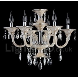 Lámpara colgante de cristal de lujo moderna y contemporánea con forma de vela