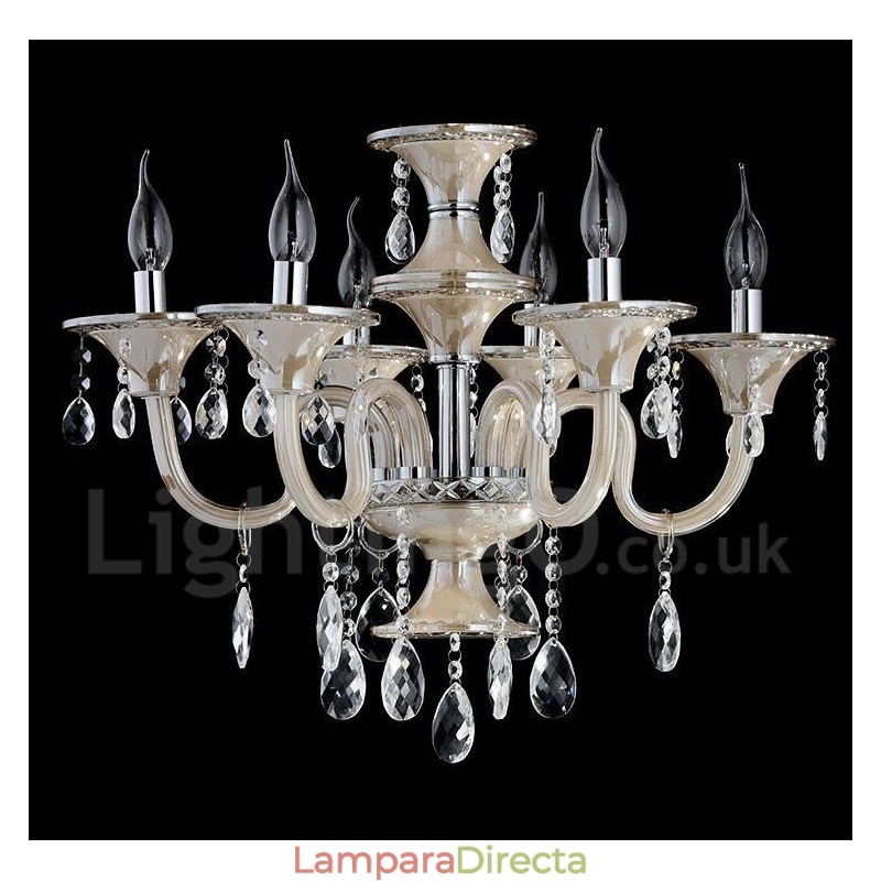 Lámpara colgante de cristal de lujo moderna y contemporánea con forma de vela