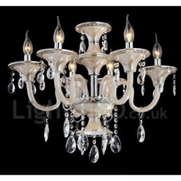 Lámpara colgante de cristal de lujo moderna y contemporánea con forma de vela