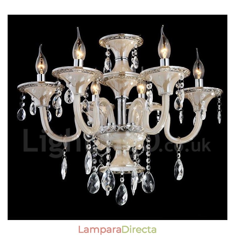 Lámpara colgante de cristal de lujo moderna y contemporánea con forma de vela