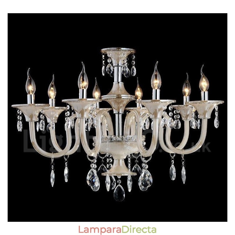 Lámpara colgante de cristal de lujo moderna y contemporánea con forma de vela