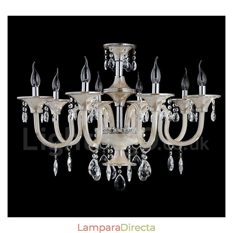 Lámpara colgante de cristal de lujo moderna y contemporánea con forma de vela