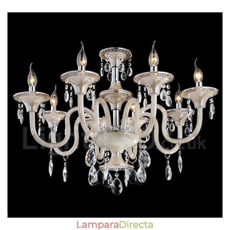 Lámpara colgante de cristal de lujo moderna y contemporánea con forma de vela