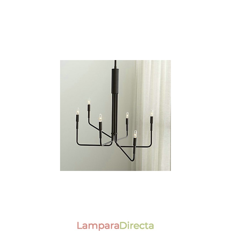 Lámpara de araña de metal con pintura campestre