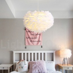 Lámpara colgante moderna y contemporánea con plumas multicolor