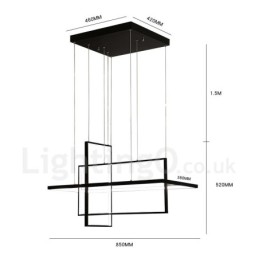 Lámpara colgante lineal regulable con control remoto, luz ambiental, acabados pintados, aluminio, diseño moderno.