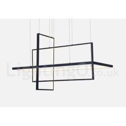 Lámpara colgante lineal regulable con control remoto, luz ambiental, acabados pintados, aluminio, diseño moderno.
