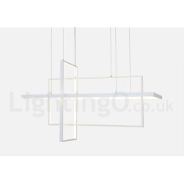 Lámpara colgante lineal regulable con control remoto, luz ambiental, acabados pintados, aluminio, diseño moderno.
