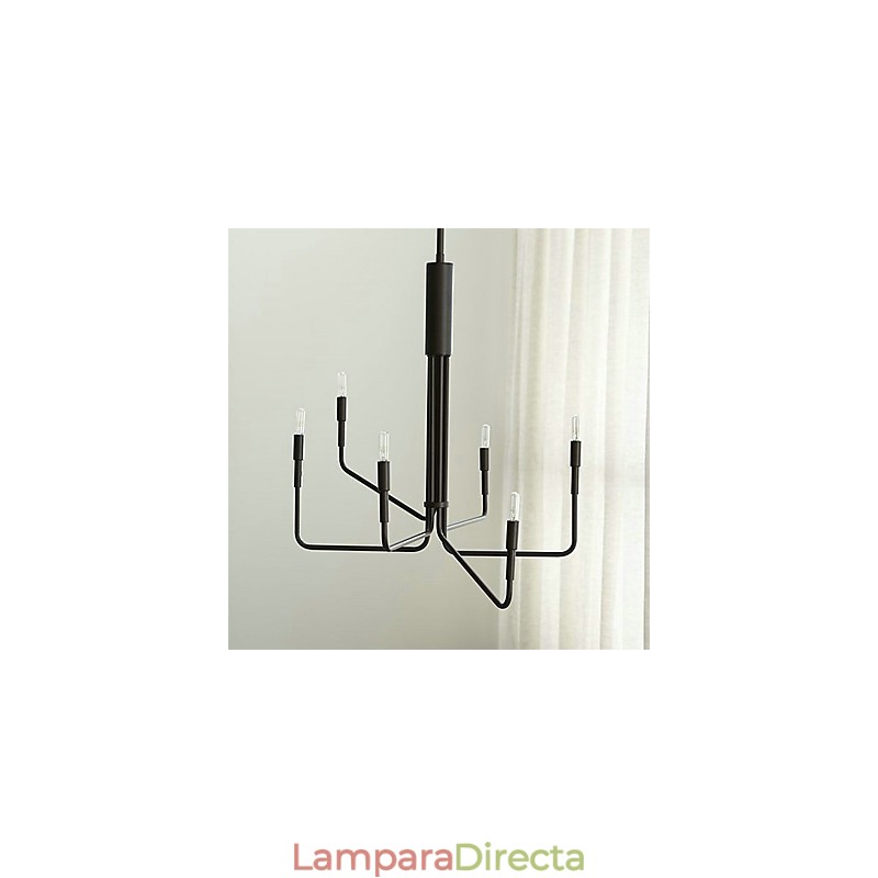 Lámpara de araña de metal con pintura campestre