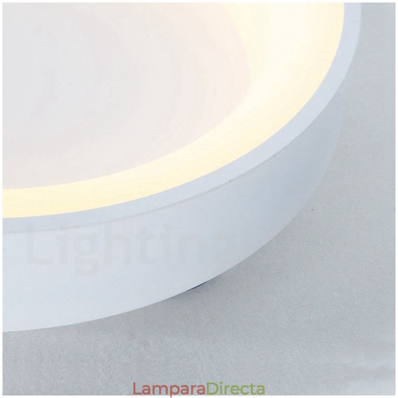 Lámpara de techo redonda de madera multicolor regulable con pantalla acrílica, estilo nórdico.