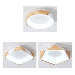 Lámpara de techo cuadrada de madera multicolor regulable con pantalla acrílica, estilo nórdico.
