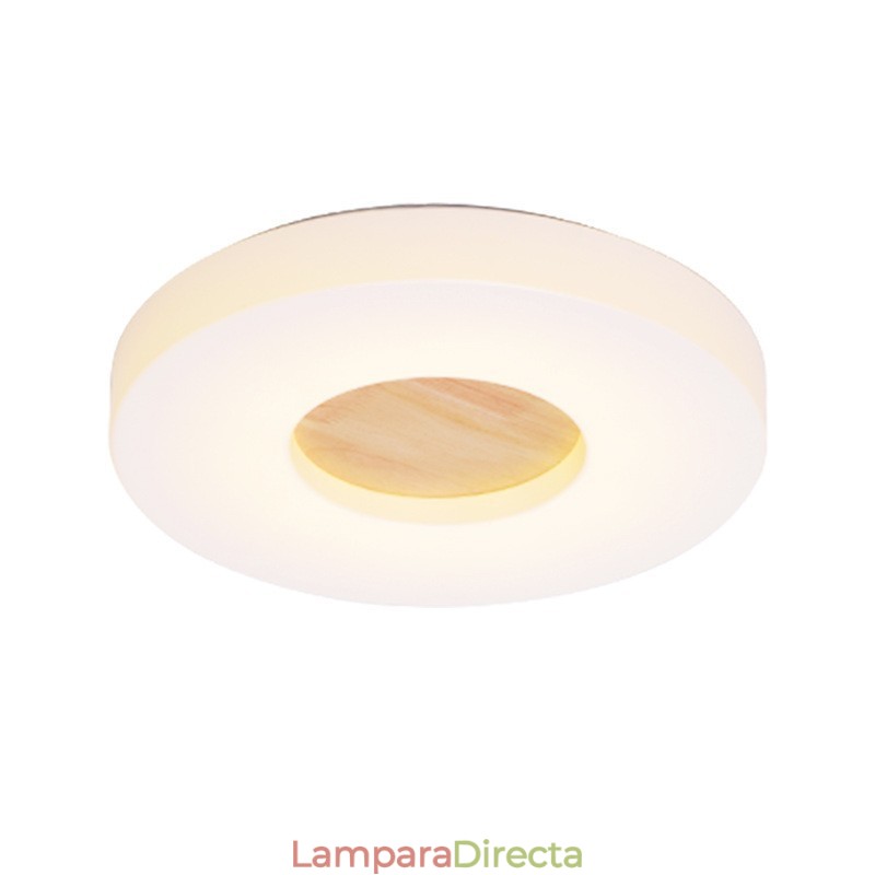 Lámpara de techo redonda de madera ultrafina regulable con pantalla acrílica, estilo nórdico
