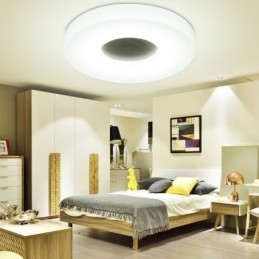 Lámpara de techo redonda de madera ultrafina regulable con pantalla acrílica, estilo nórdico