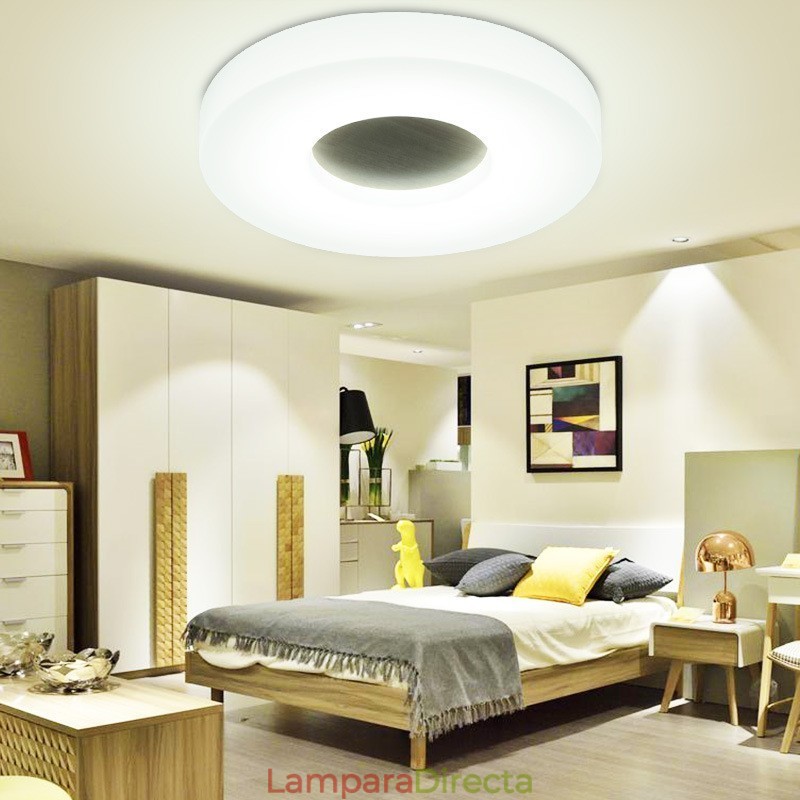 Lámpara de techo redonda de madera ultrafina regulable con pantalla acrílica, estilo nórdico