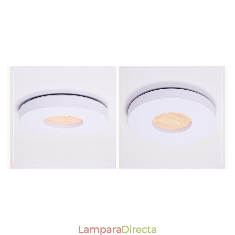 Lámpara de techo redonda de madera ultrafina regulable con pantalla acrílica, estilo nórdico