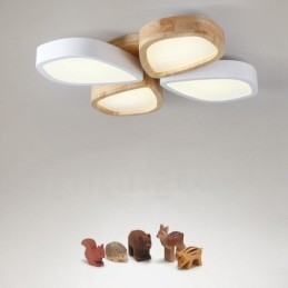 Lámpara de techo de madera de pétalos ultrafina regulable con pantalla acrílica, estilo nórdico