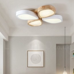 Lámpara de techo de madera de pétalos ultrafina regulable con pantalla acrílica, estilo nórdico