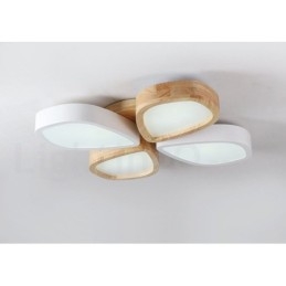 Lámpara de techo de madera de pétalos ultrafina regulable con pantalla acrílica, estilo nórdico