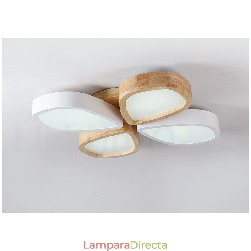 Lámpara de techo de madera de pétalos ultrafina regulable con pantalla acrílica, estilo nórdico