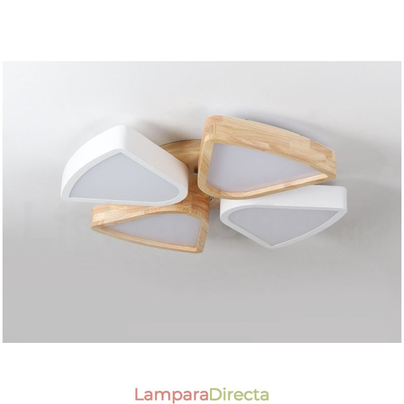 Lámpara de techo de madera de pétalos ultrafina regulable con pantalla acrílica, estilo nórdico