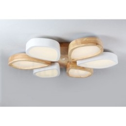 Lámpara de techo de madera de pétalos ultrafina regulable con pantalla acrílica, estilo nórdico