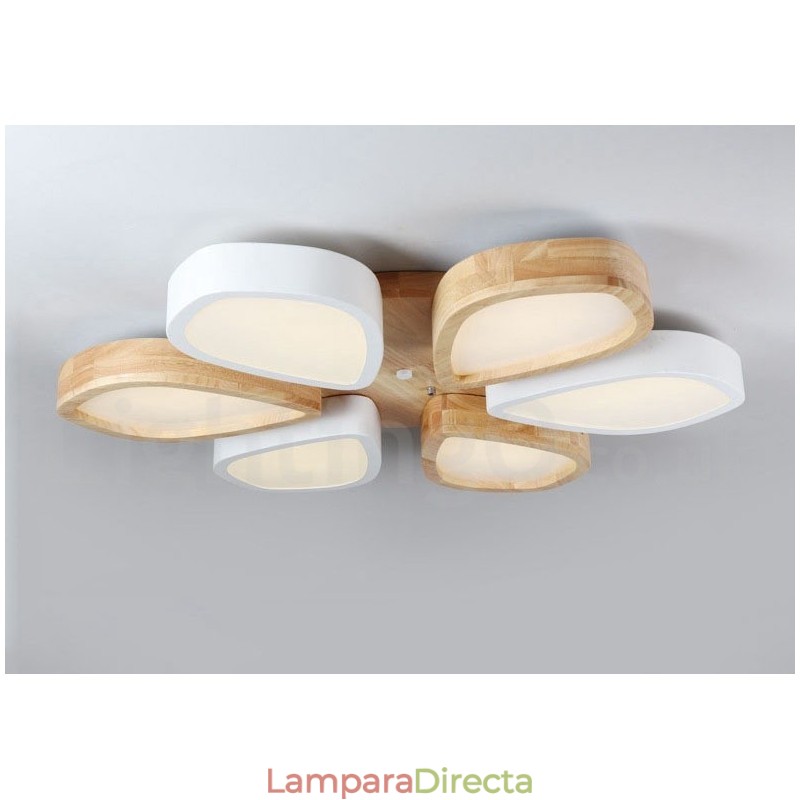 Lámpara de techo de madera de pétalos ultrafina regulable con pantalla acrílica, estilo nórdico