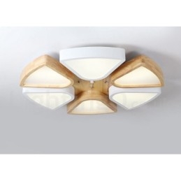 Lámpara de techo de madera de pétalos ultrafina regulable con pantalla acrílica, estilo nórdico