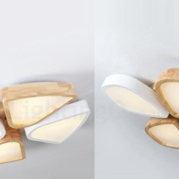 Lámpara de techo de madera de pétalos ultrafina regulable con pantalla acrílica, estilo nórdico
