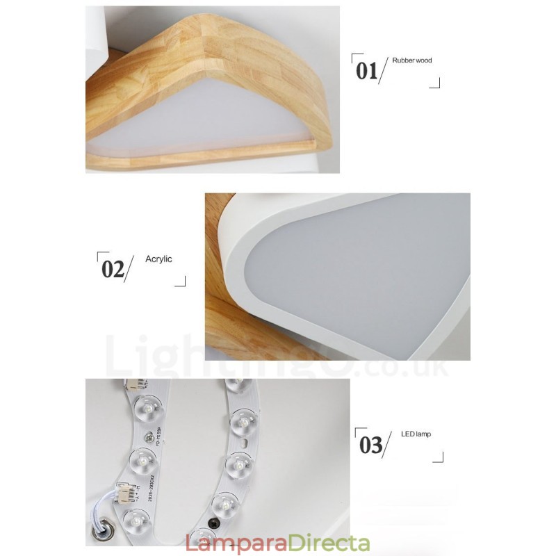 Lámpara de techo de madera de pétalos ultrafina regulable con pantalla acrílica, estilo nórdico