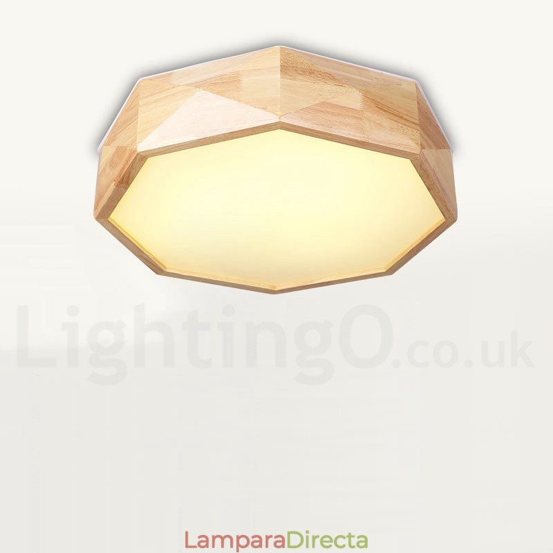 Lámpara de techo de madera regulable con pantalla acrílica, estilo nórdico