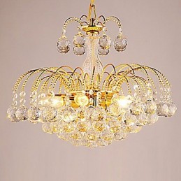 Lámpara de araña de lujo de estilo europeo de 3 luces con bolas de cristal
