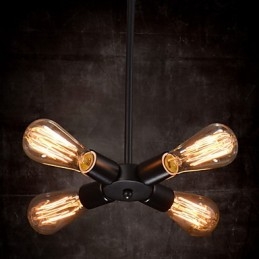Lámpara colgante de 4 luces estilo rústico de hierro forjado